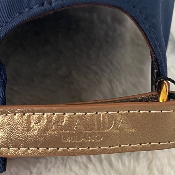 Prada Men's Nylon Dark Blue/Gold Baseball Cap Size: M - Picture 4 of 8